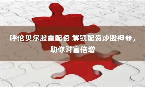 呼伦贝尔股票配资 解锁配资炒股神器，助你财富倍增